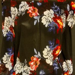 INC black and floral sheer top